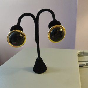 Bold Round Black And Gold Earings